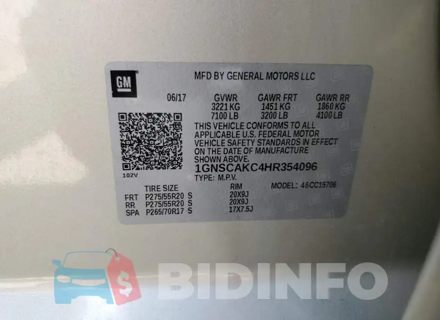 1GNSCAKC4HR354096 Photo# 13