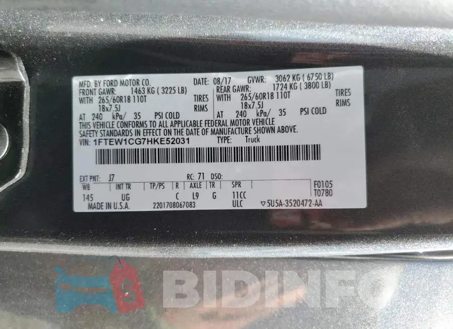 1FTEW1CG7HKE52031 Photo# 13