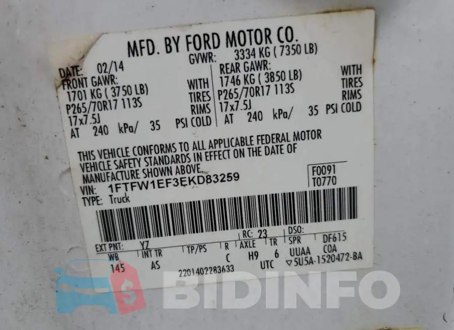 1FTFW1EF3EKD83259 Photo# 12