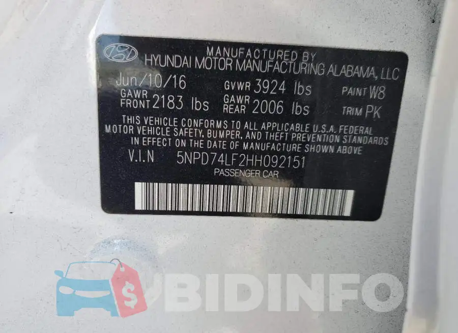 5NPD74LF2HH092151 Photo# 13