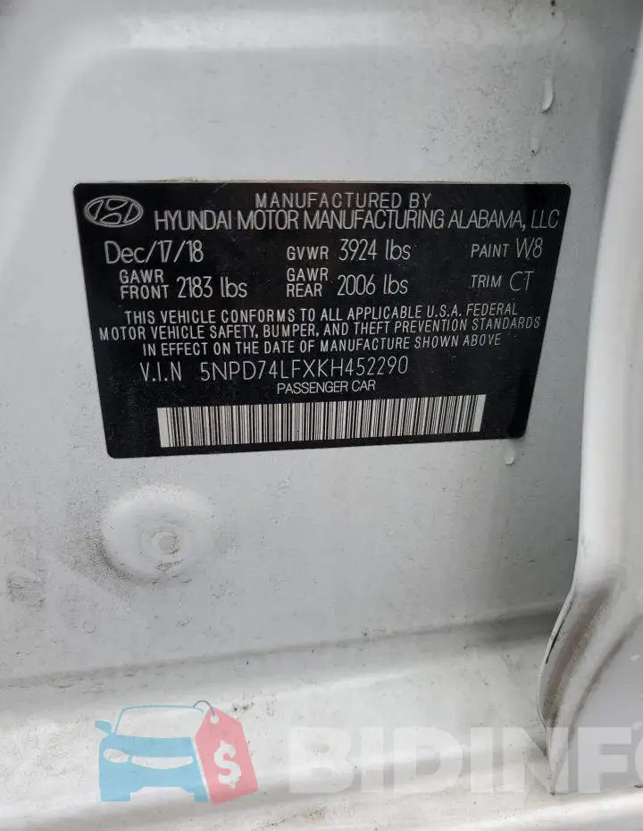 5NPD74LFXKH452290 Photo# 13
