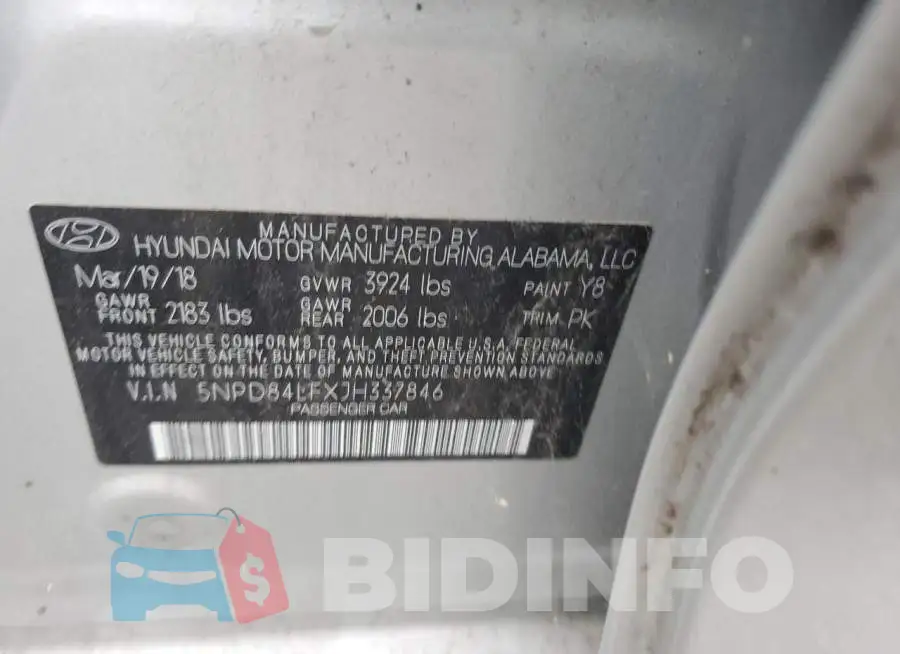 5NPD84LFXJH337846 Photo# 12