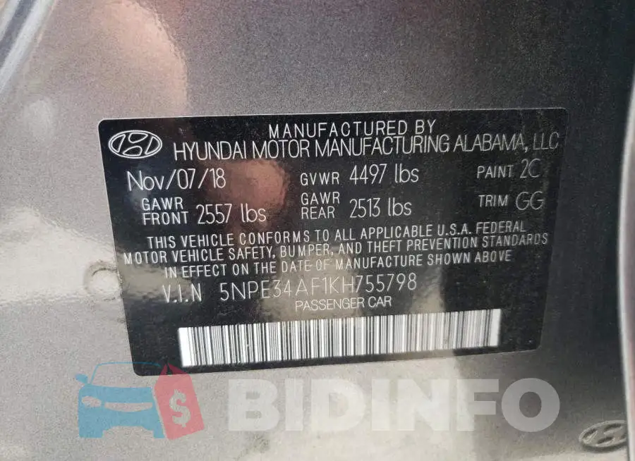 5NPE34AF1KH755798 Photo# 12