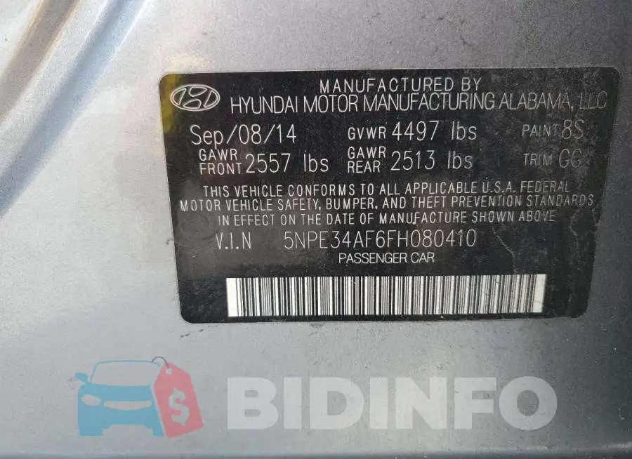5NPE34AF6FH080410 Photo# 12