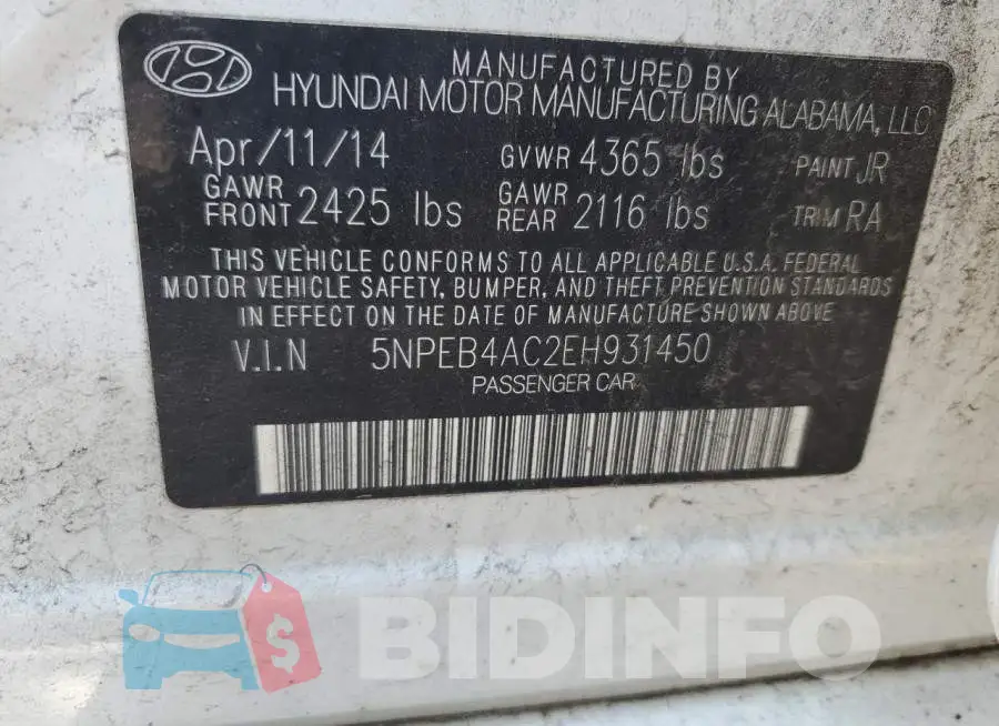 5NPEB4AC2EH931450 Photo# 12