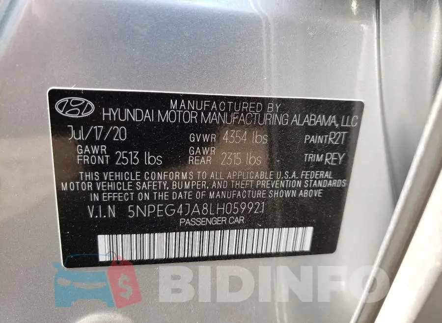 5NPEG4JA8LH059921 Photo# 10