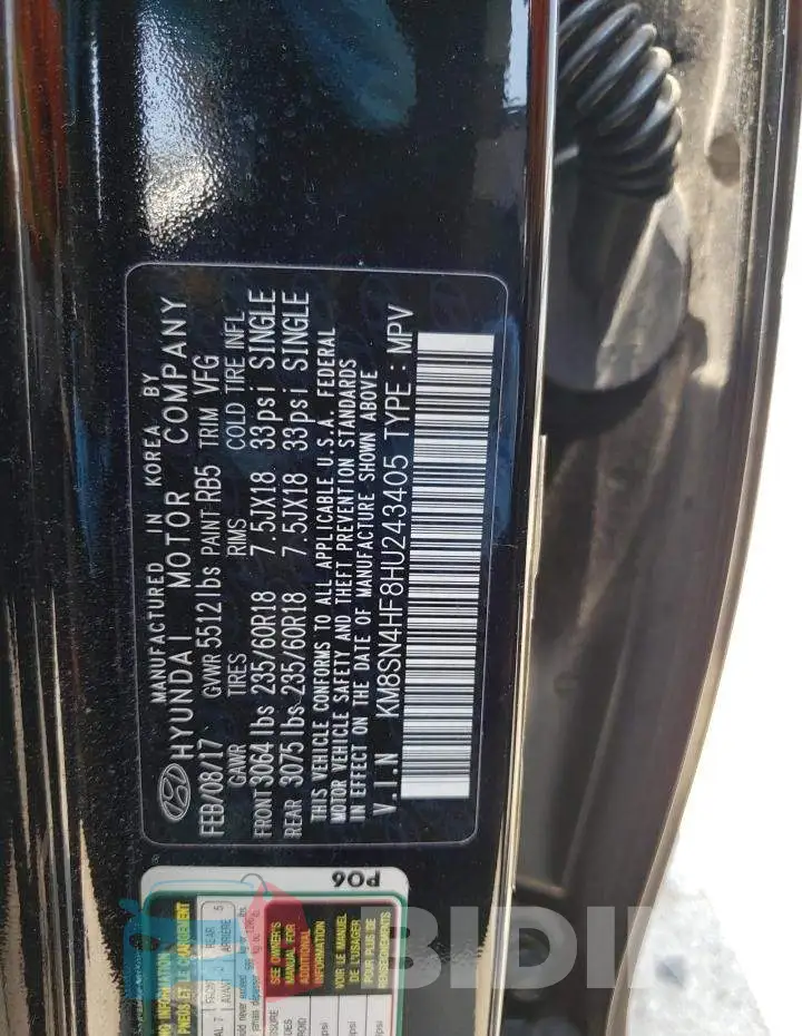 KM8SN4HF8HU243405 Photo# 13