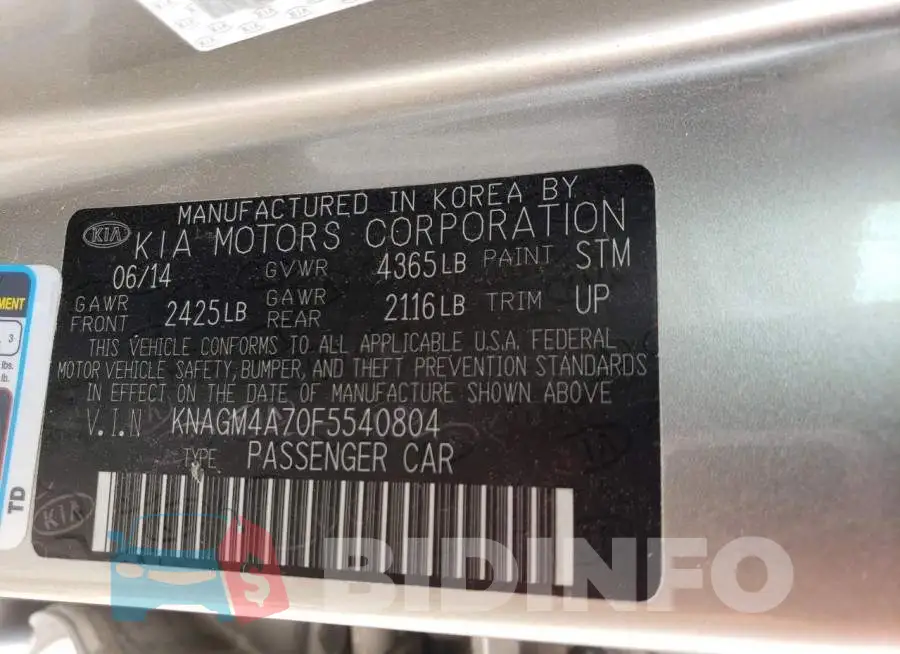 KNAGM4A70F5540804 Photo# 12