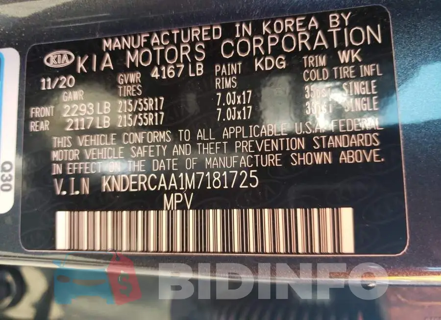 KNDERCAA1M7181725 Photo# 12