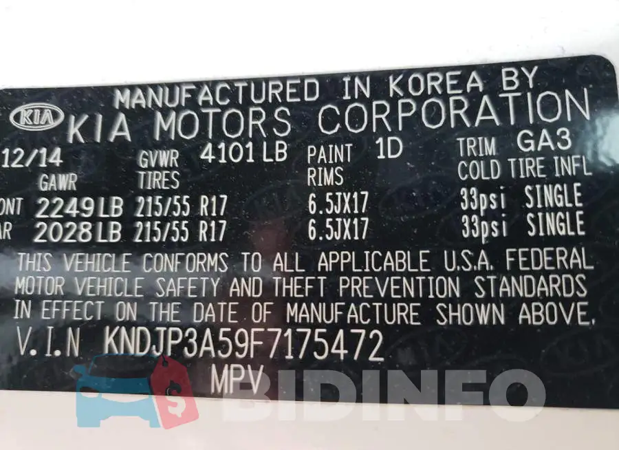 KNDJP3A59F7175472 Photo# 12