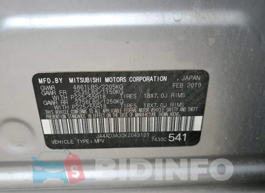 JA4AD3A30KZ043121 Photo# 13