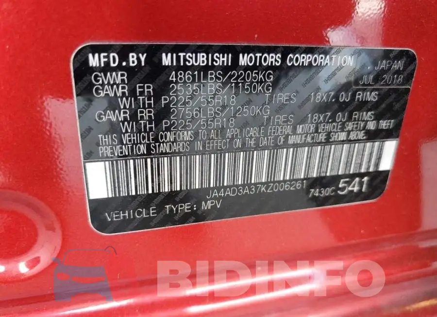 JA4AD3A37KZ006261 Photo# 13