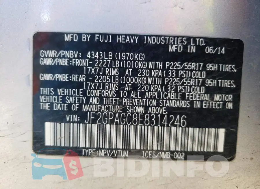 JF2GPAGC8E8314246 Photo# 12