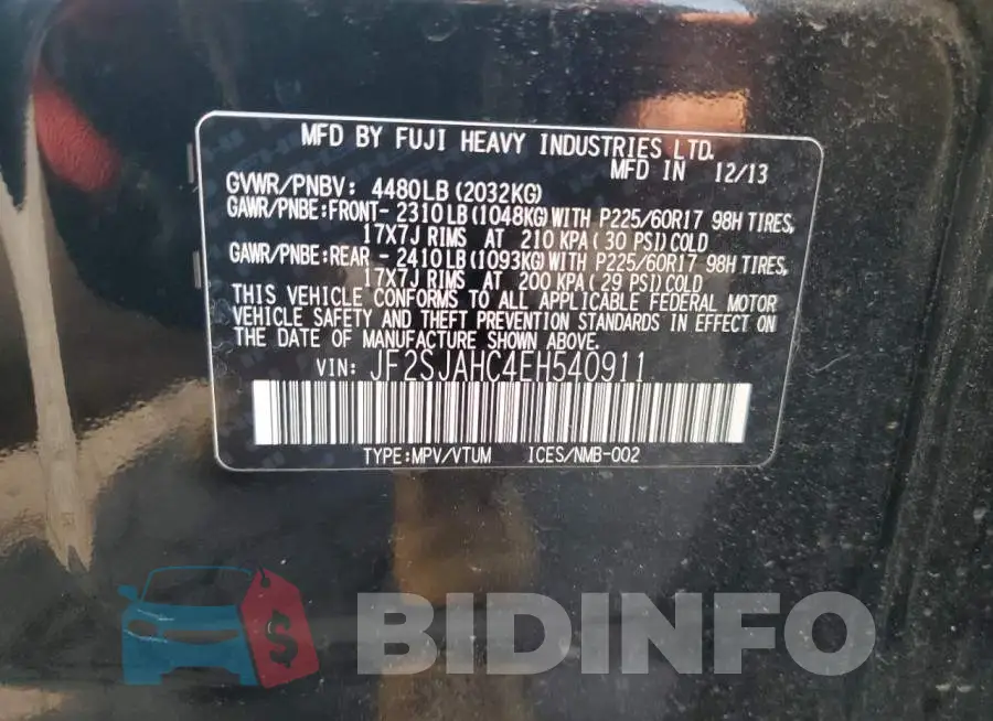 JF2SJAHC4EH540911 Photo# 13