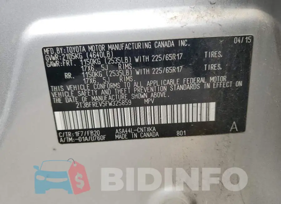 2T3BFREV5FW325859 Photo# 13