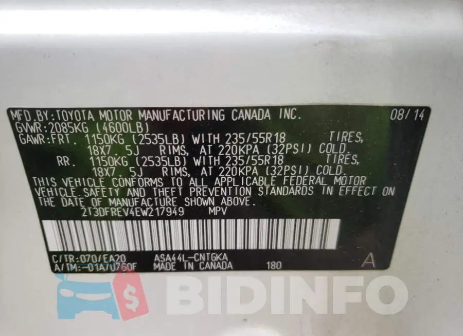 2T3DFREV4EW217949 Photo# 13