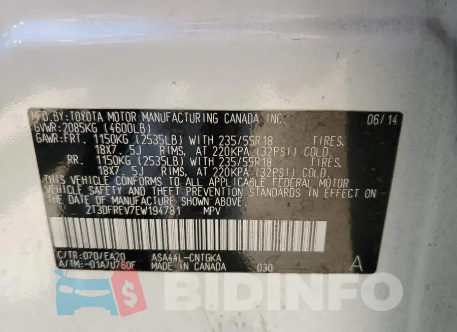 2T3DFREV7EW194781 Photo# 12
