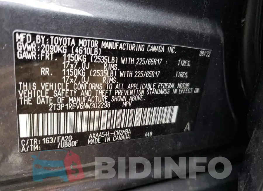 2T3P1RFV6NW302298 Photo# 13