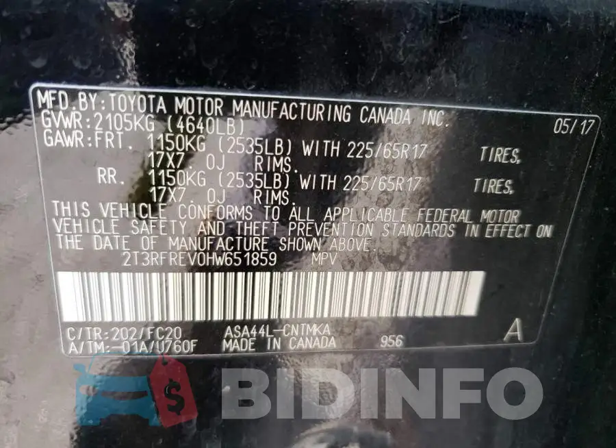 2T3RFREV0HW651859 Photo# 13