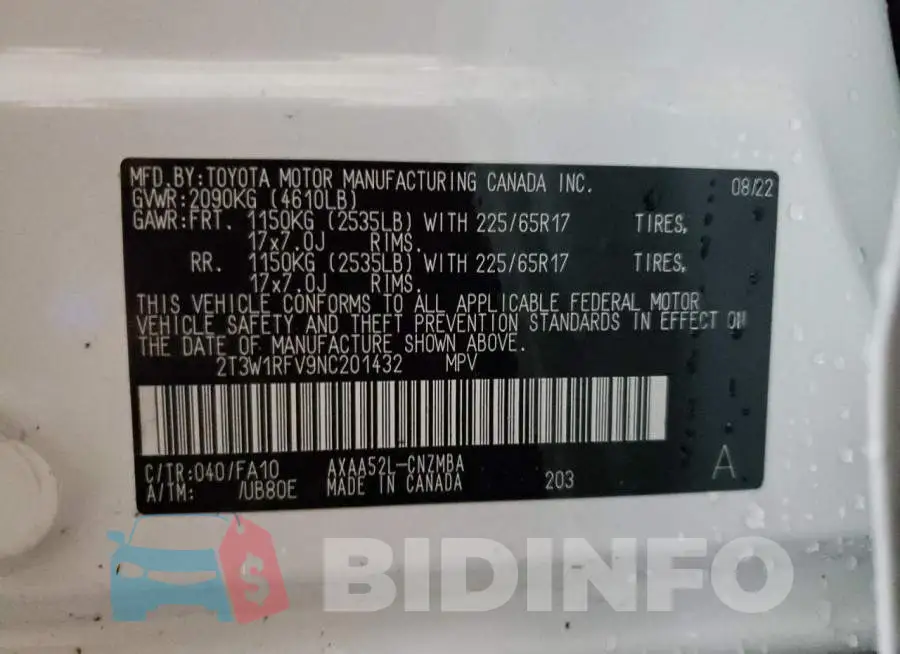 2T3W1RFV9NC201432 Photo# 12