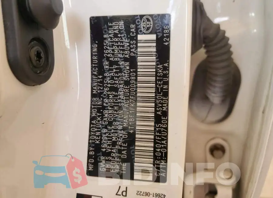 4T1BF1FK7FU009801 Photo# 13