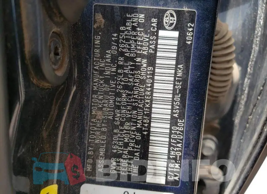 4T4BF1FKXER440119 Photo# 13
