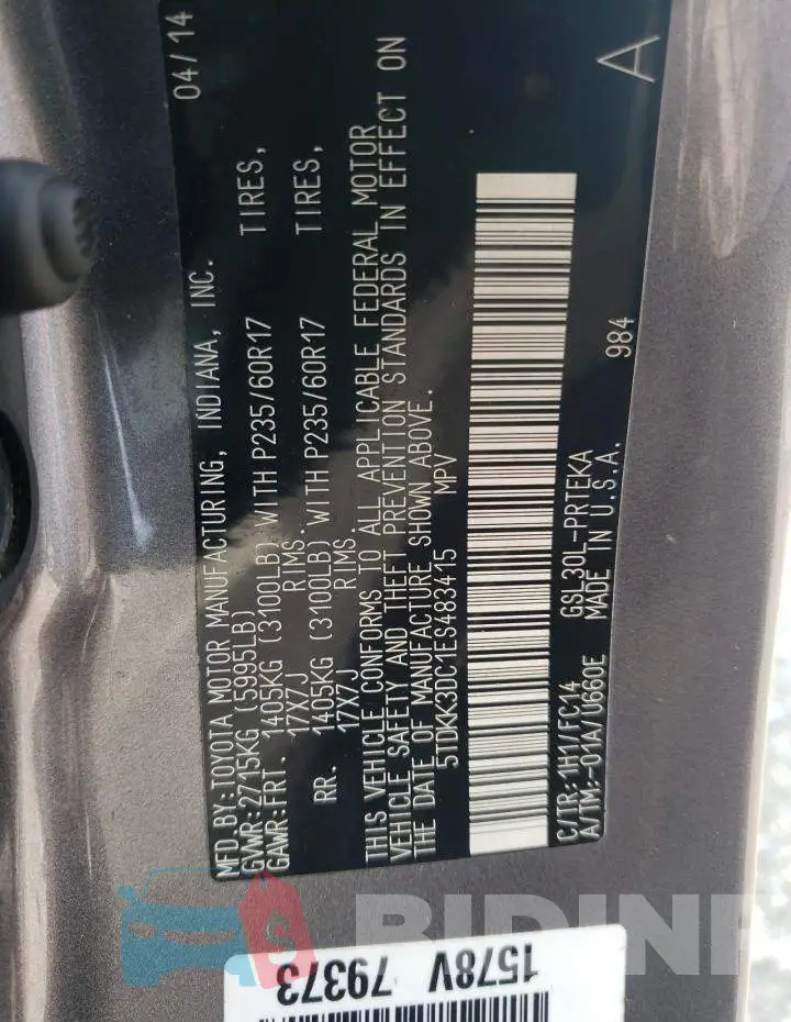 5TDKK3DC1ES483415 Photo# 13