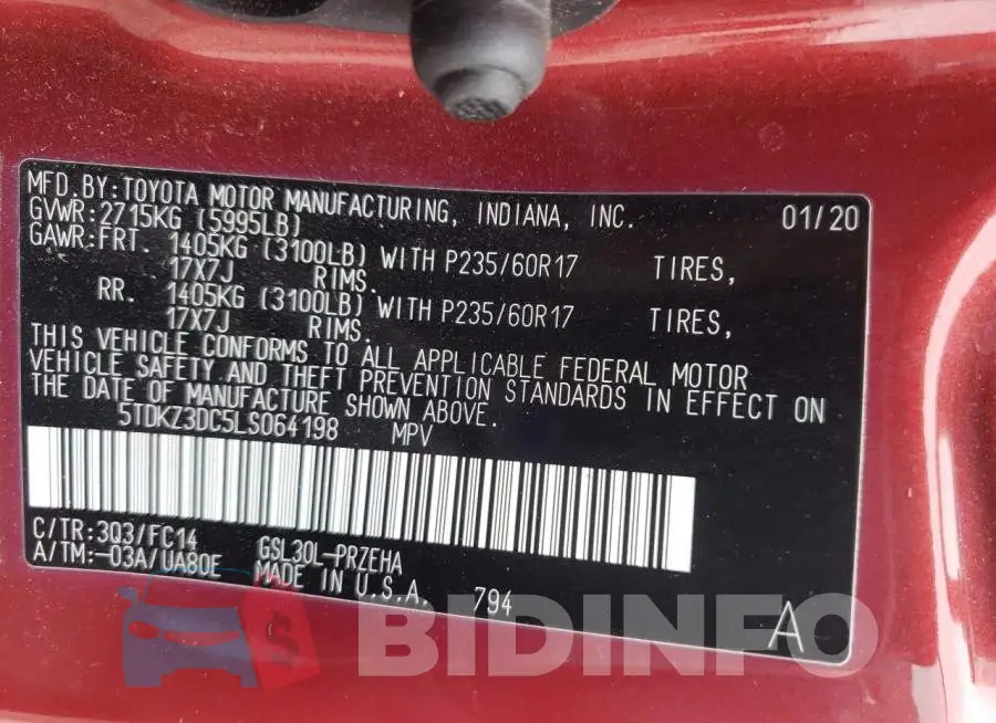5TDKZ3DC5LS064198 Photo# 13