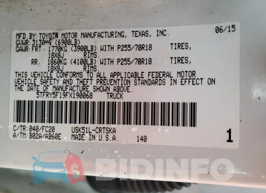 5TFRY5F19FX190068 Photo# 12