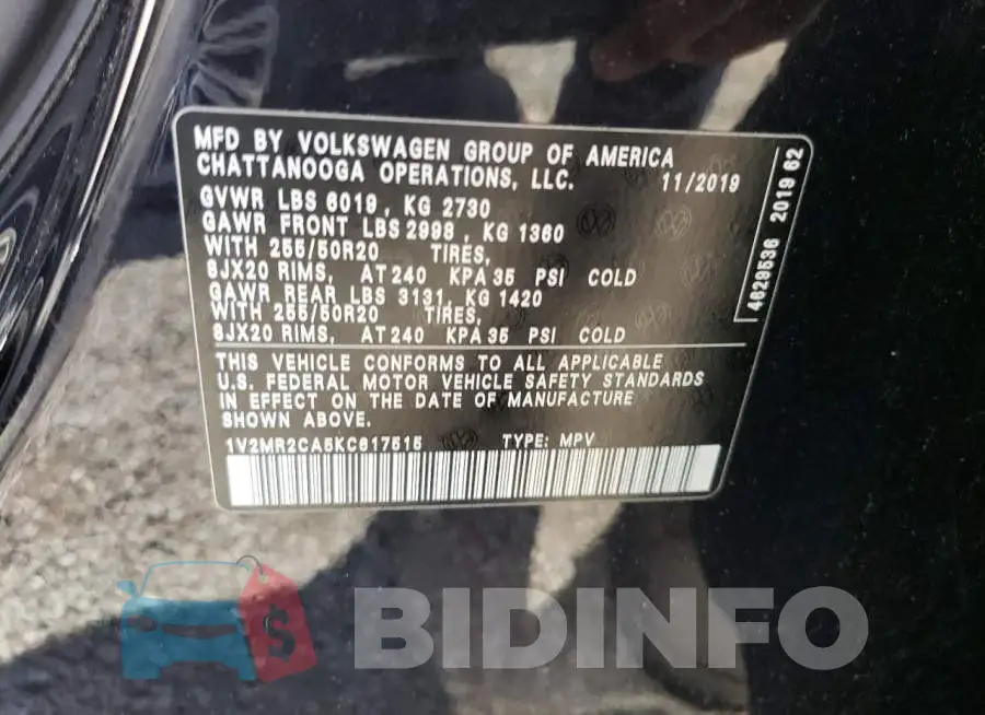 1V2MR2CA5KC617515 Photo# 13