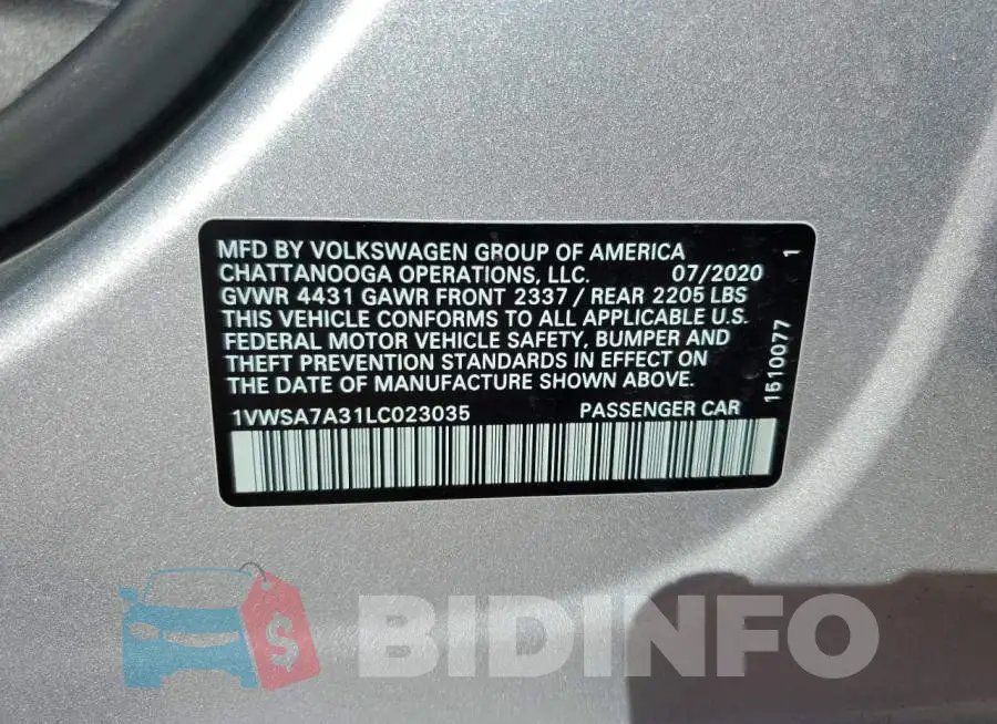 1VWSA7A31LC023035 Photo# 13