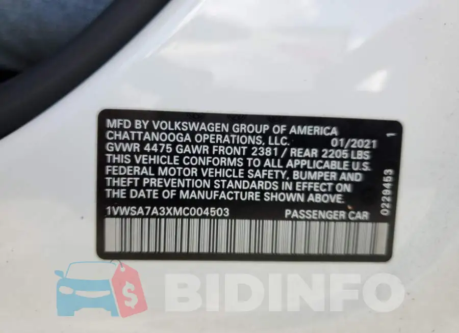 1VWSA7A3XMC004503 Photo# 12
