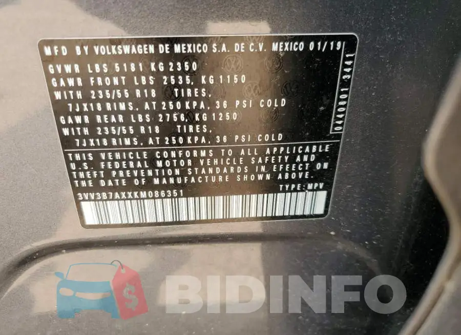 3VV3B7AXXKM086351 Photo# 13