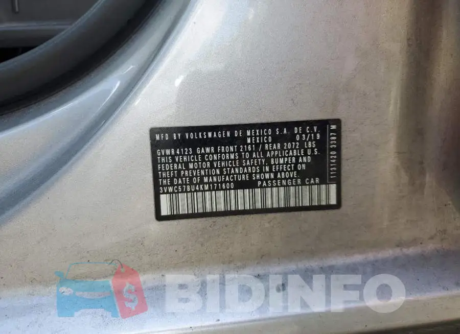 3VWC57BU4KM171600 Photo# 12