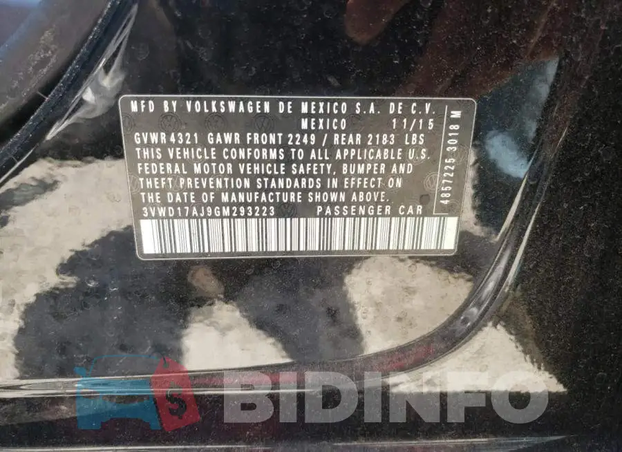 3VWD17AJ9GM293223 Photo# 13