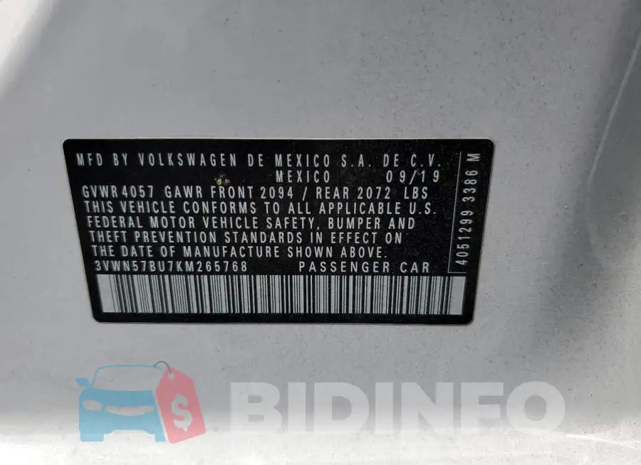 3VWN57BU7KM265768 Photo# 12