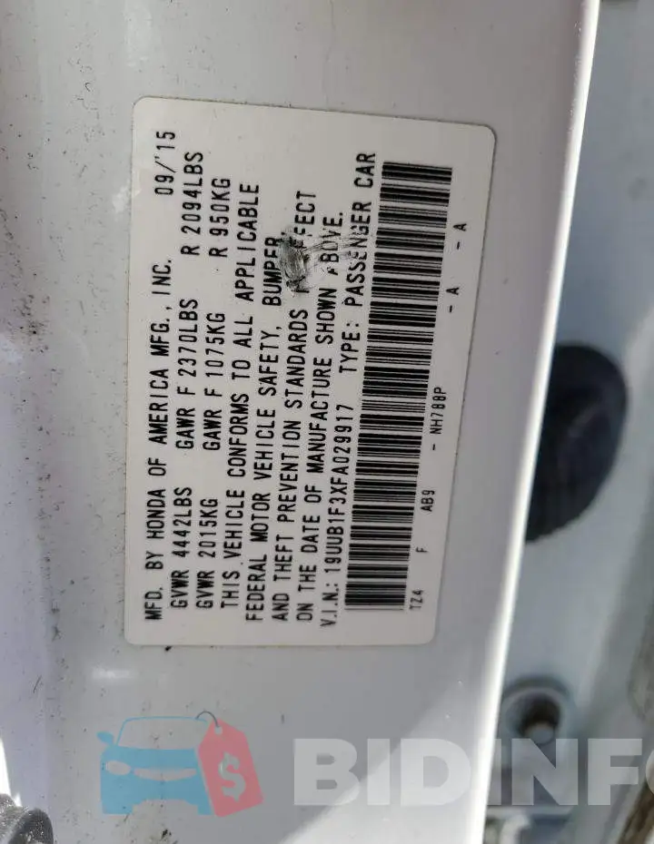 19UUB1F3XFA029917 Photo# 12