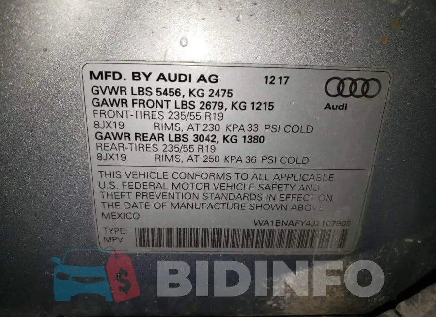WA1BNAFY4J2107906 Photo# 13