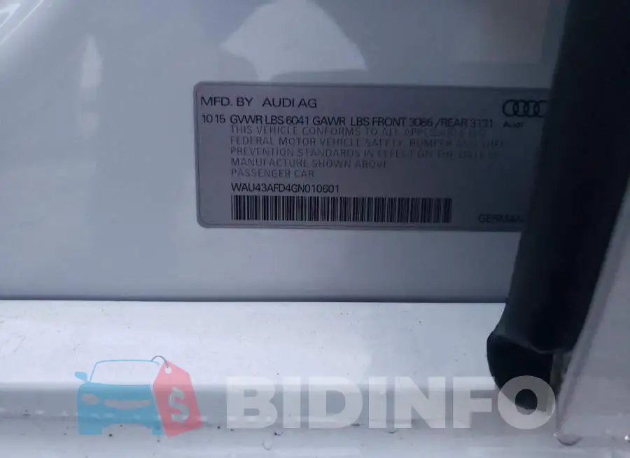 WAU43AFD4GN010601 Photo# 12
