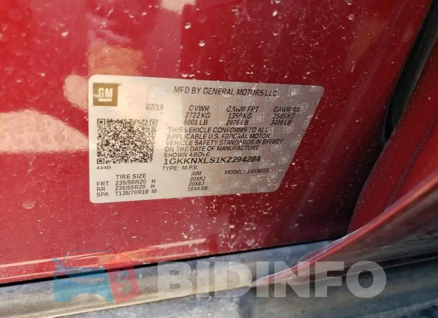 1GKKNXLS1KZ294284 Photo# 12