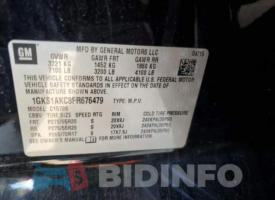 1GKS1AKC8FR676479 Photo# 13