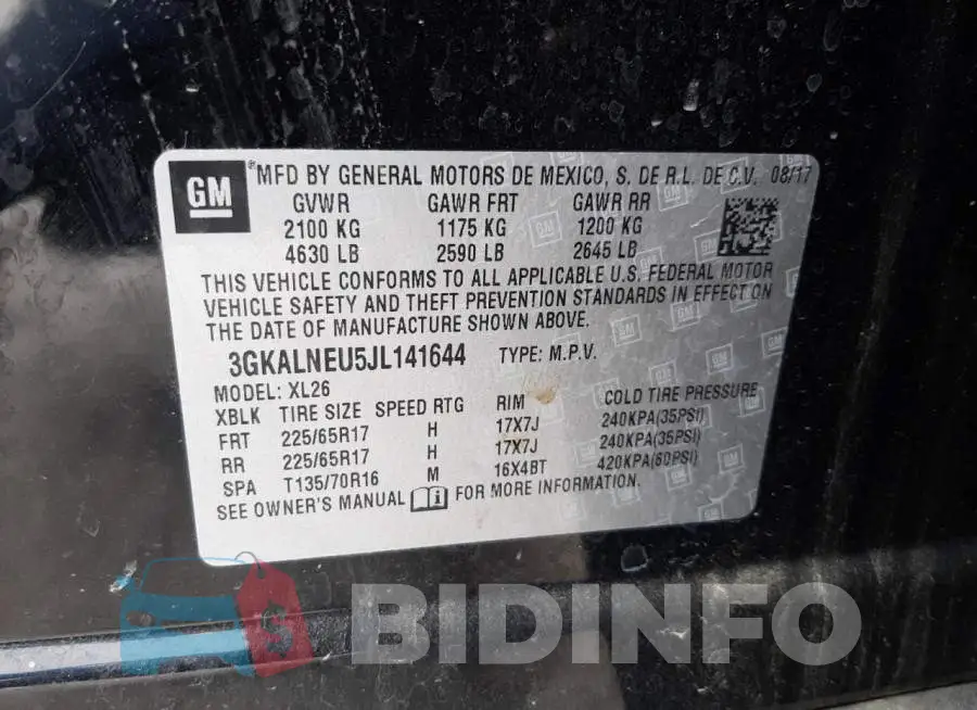 3GKALNEU5JL141644 Photo# 14