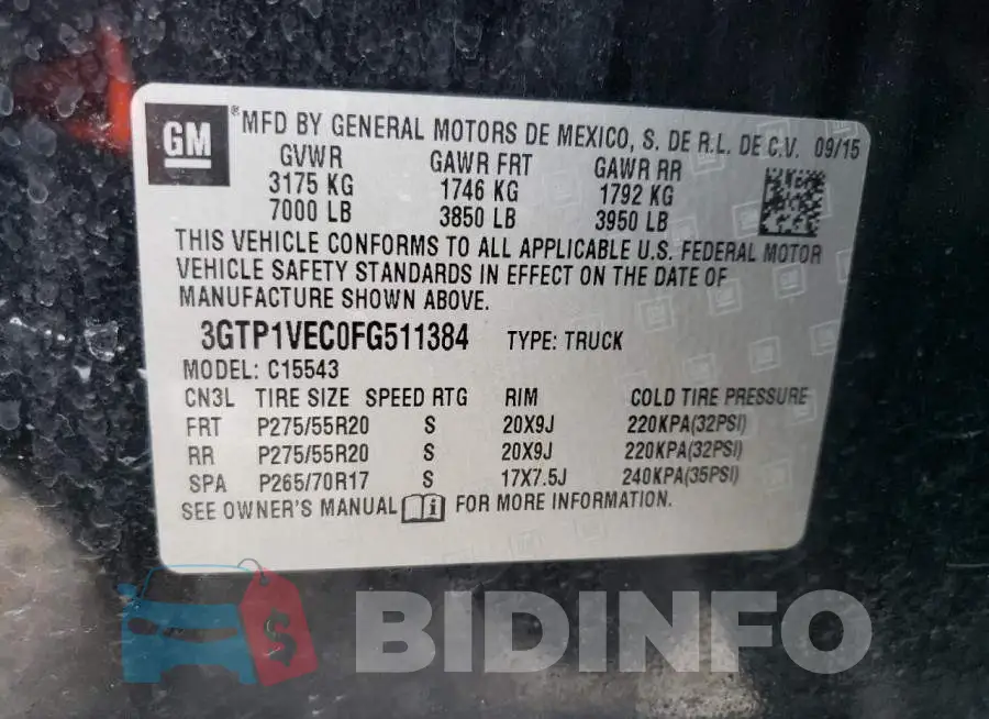 3GTP1VEC0FG511384 Photo# 12