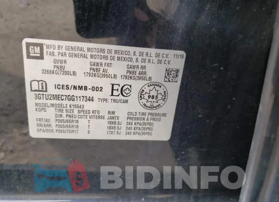 3GTU2MEC7GG117344 Photo# 12