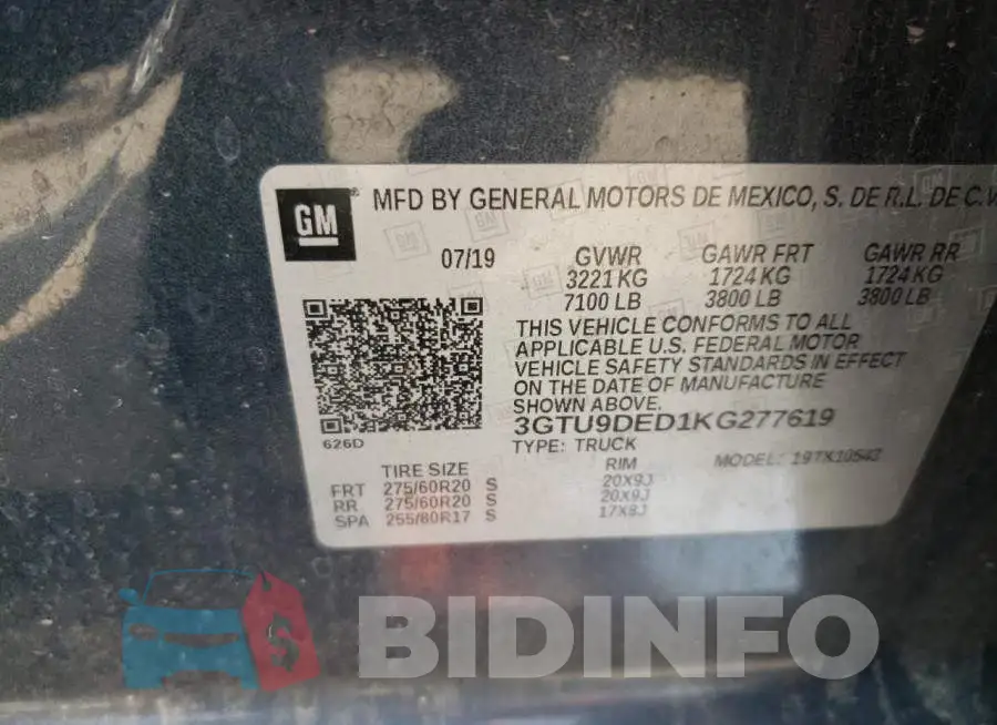 3GTU9DED1KG277619 Photo# 13