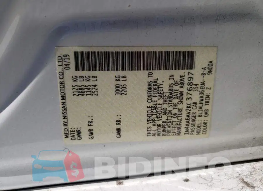 1N4AA6AV2KC376897 Photo# 12
