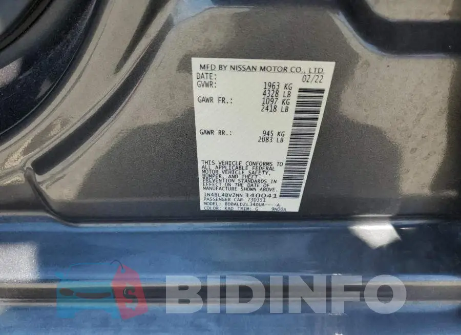 1N4BL4BV2NN340041 Photo# 12