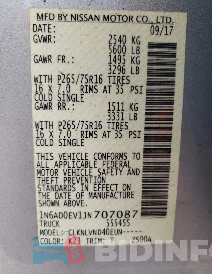 1N6AD0EV1JN707087 Photo# 12