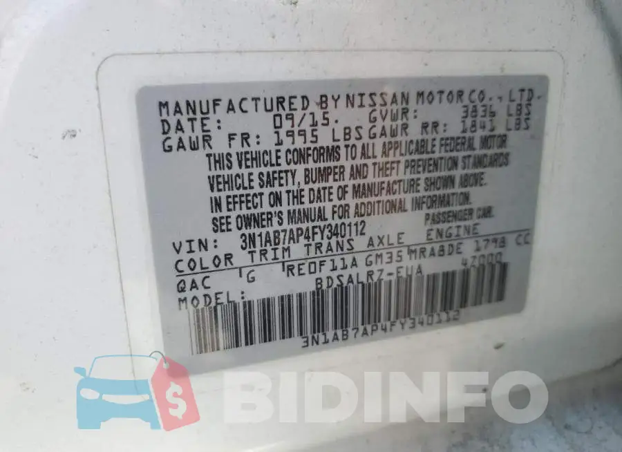 3N1AB7AP4FY340112 Photo# 13