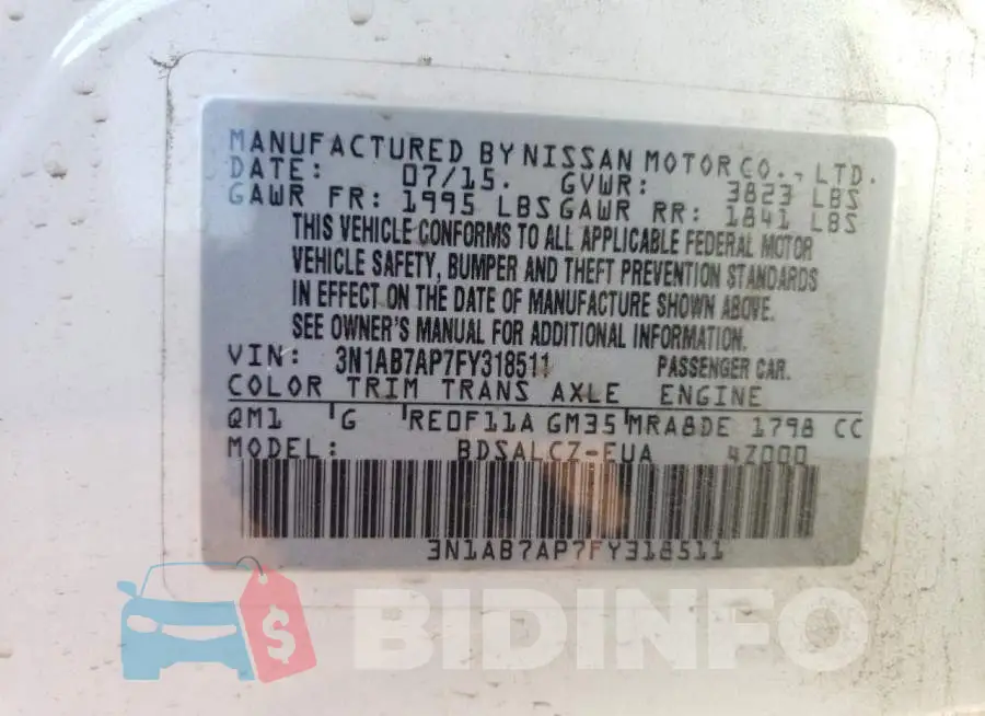 3N1AB7AP7FY318511 Photo# 12